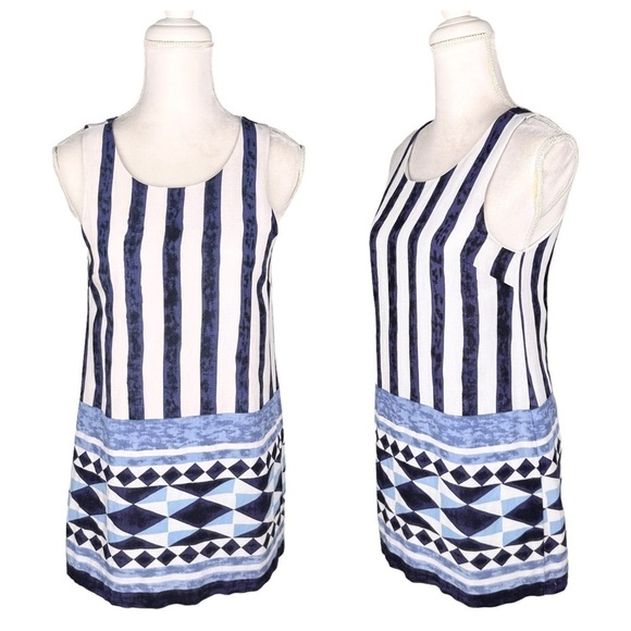 Lulu’s navy blue nautical stripe tank shift mini dress small summer vacation - Picture 3 of 16